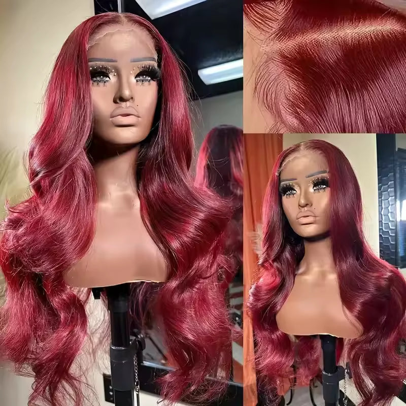 Burgundy HD Lace Wig - 13 x 6 Luxury Human Hair