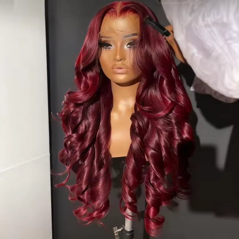 Burgundy HD Lace Wig - 13 x 6 Luxury Human Hair