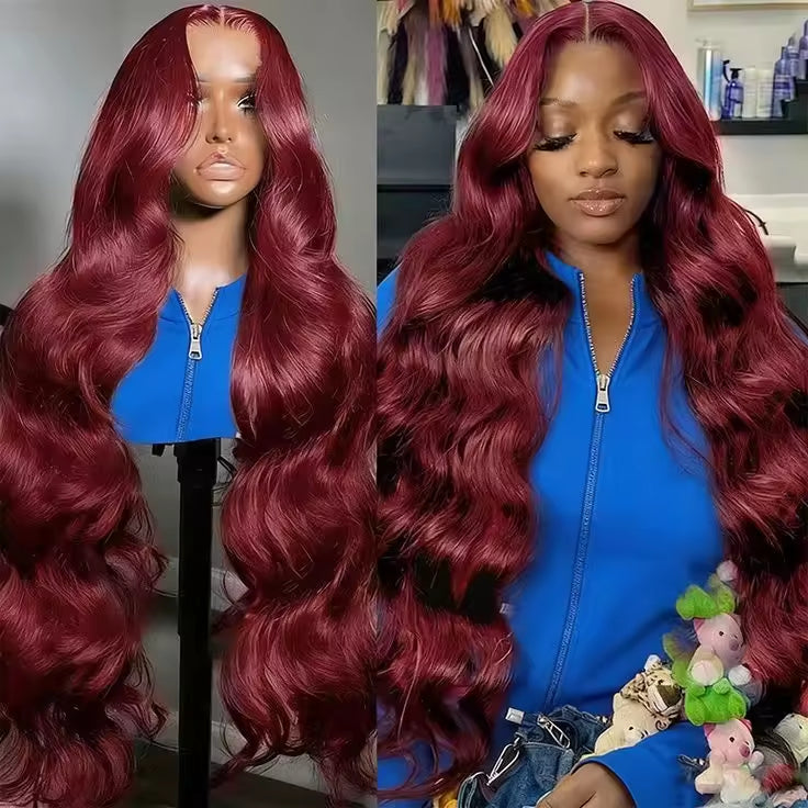 Burgundy HD Lace Wig - 13 x 6 Luxury Human Hair